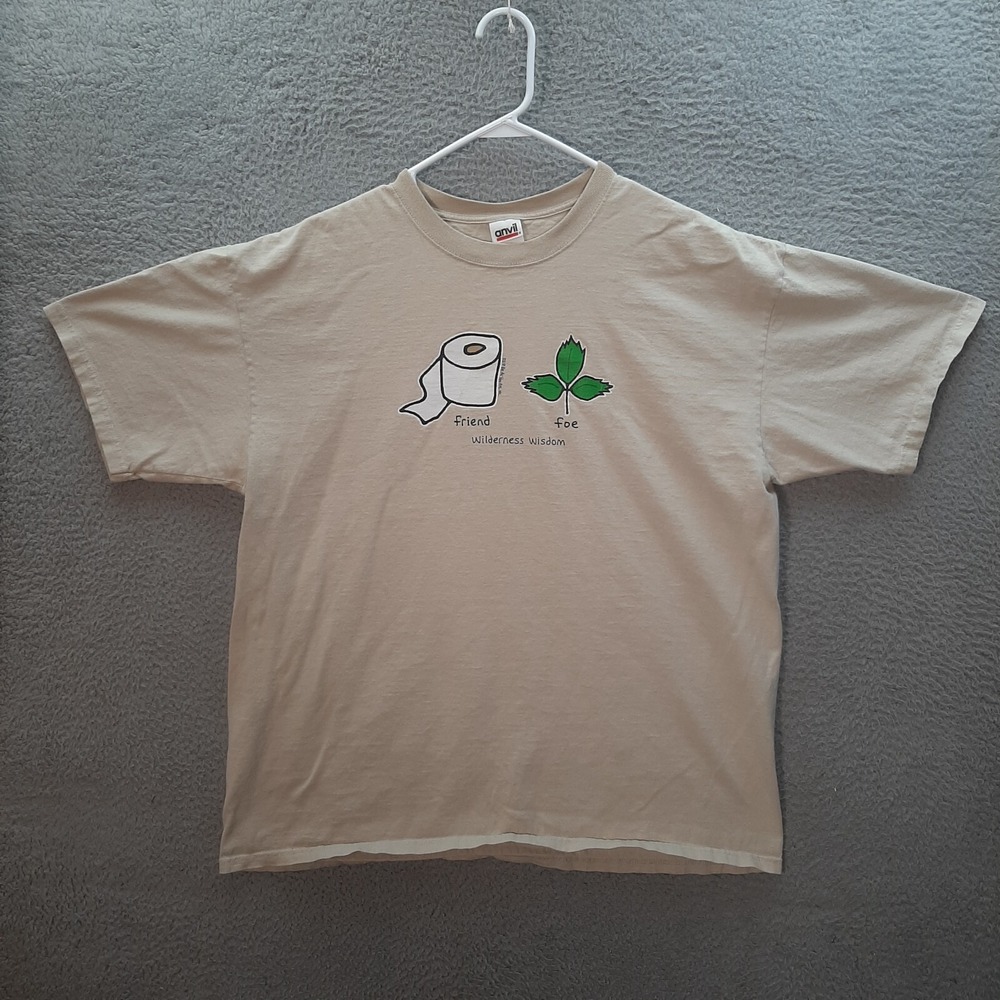 Vintage Anvil Shirt Adult Extra Large Tan Outdoors Camping Humor Nature Y2K Mens